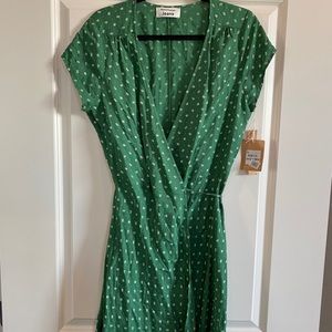 Green wrap dress